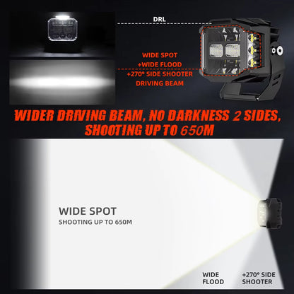 Super Bright 6500K Spot Driving Lights Offroad with Wire Harness, 5 Inch 75W Truck 4WD off Road Vehicle Led Work Light 24V