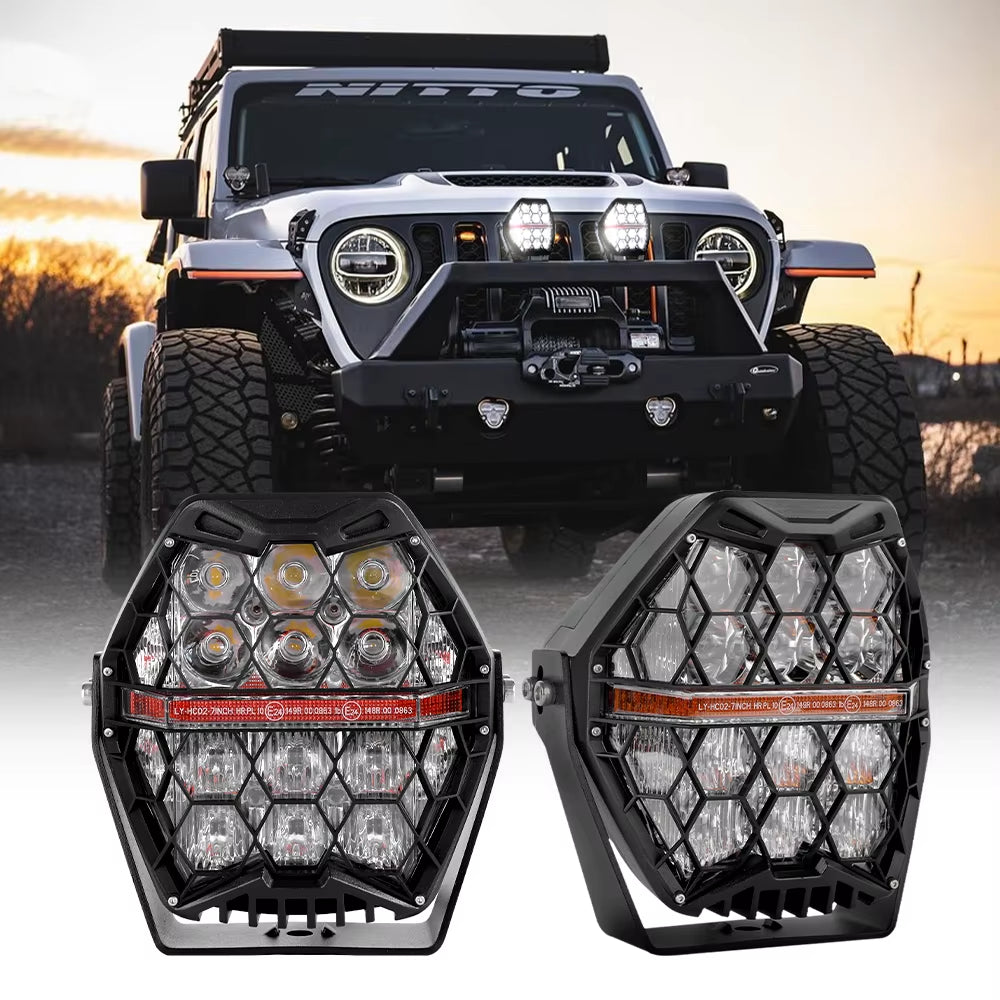 Frontline Lights Halo 120W 7inch Universal IP67 Waterproof Auxiliary LED Driving Light 4WD 4x4 Offroad Car Bike 