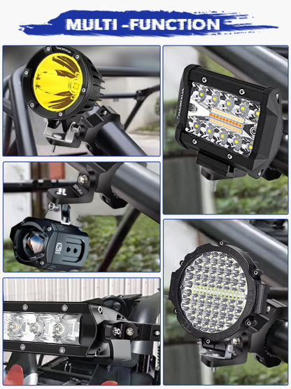 2Pcs Motorcycle Light Mount, Light Bar Mount- Aluminum Bracket for Fog LED and Driving Lights. Fits 0.75"-1.5" Bars, 2Pcs