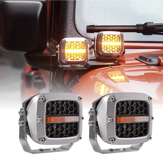 Frontline Lights Honeycomb 60W 3inch Universal IP67 Waterproof Auxiliary LED Driving Light 4WD 4x4 Offroad Car Bike 