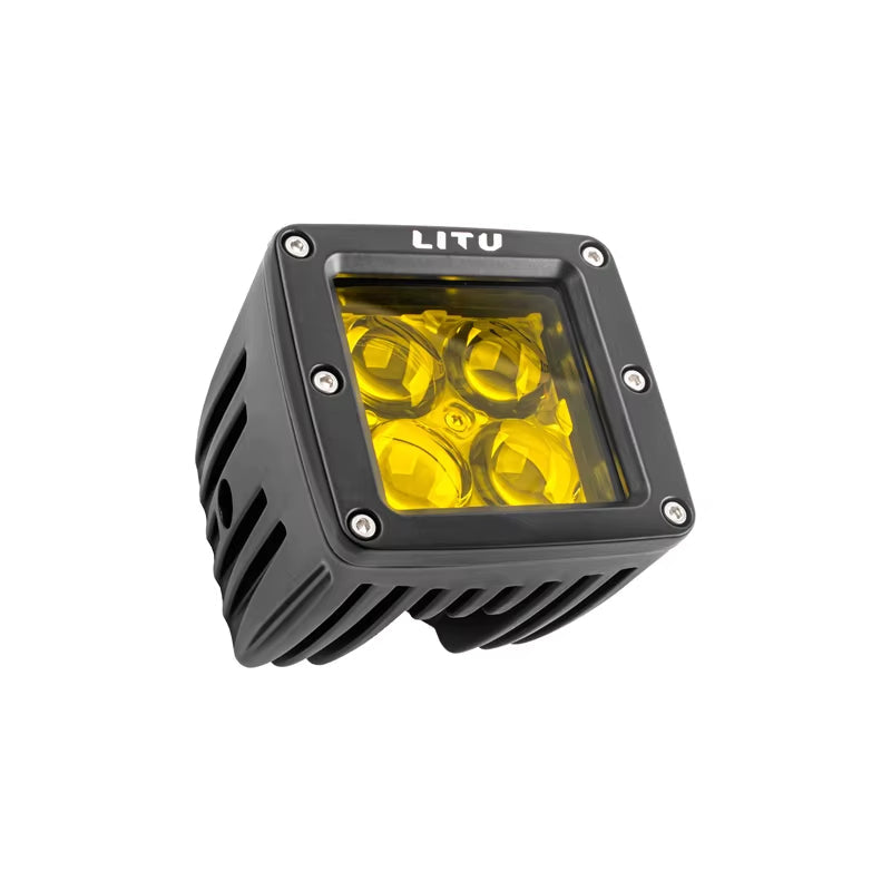 Square LED Spot Lights 40W Bi-Led Truck Vehicle Bumper Headlights Two-Color Off-Road 4X4 Auxiliary Pod Working Lights