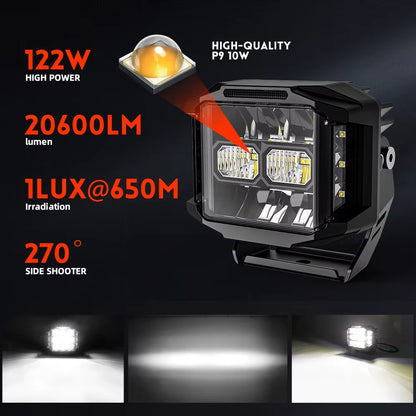 Super Bright 6500K Spot Driving Lights Offroad with Wire Harness, 5 Inch 75W Truck 4WD off Road Vehicle Led Work Light 24V