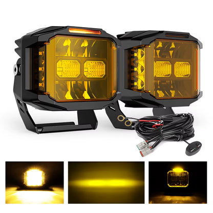 Super Bright 6500K Spot Driving Lights Offroad with Wire Harness, 5 Inch 75W Truck 4WD off Road Vehicle Led Work Light 24V