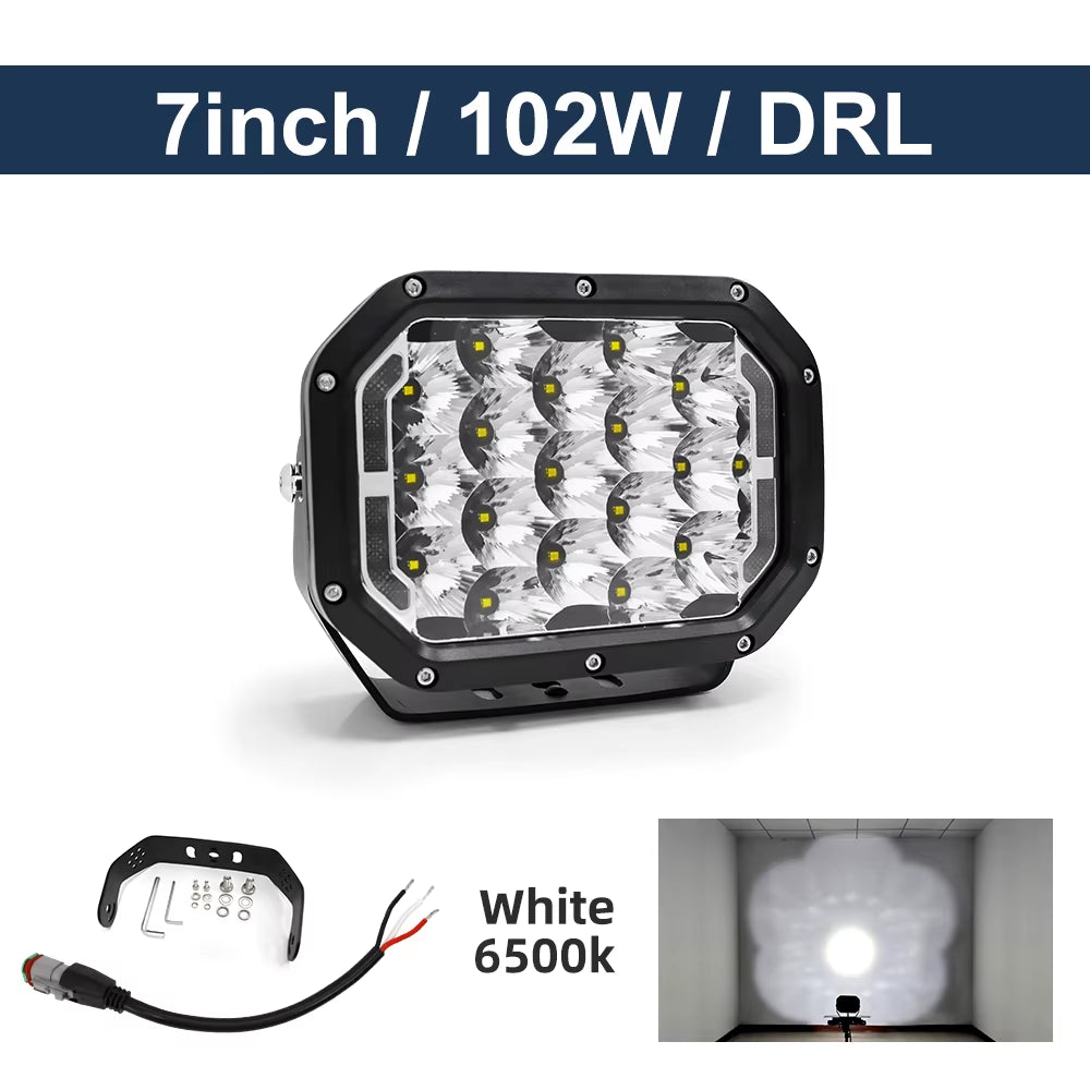 1400M 13000LM Combo 7'' Inch Led Spotlight 4X4 Offroad 4WD Truck Tractor Excavator Square Led Fog Driving Lights for Scania