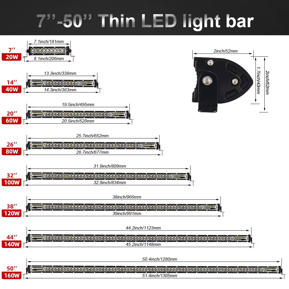 Barra De Luces Led Ambar Bicolor IP68 Dual Row White Amber Dual Color Strobe Slim Combo Beam Yellow Fog Lamp Amber Light Bar Led