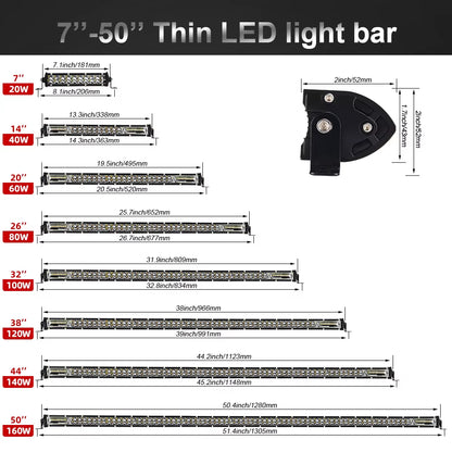 Barra De Luces Led Ambar Bicolor IP68 Dual Row White Amber Dual Color Strobe Slim Combo Beam Yellow Fog Lamp Amber Light Bar Led