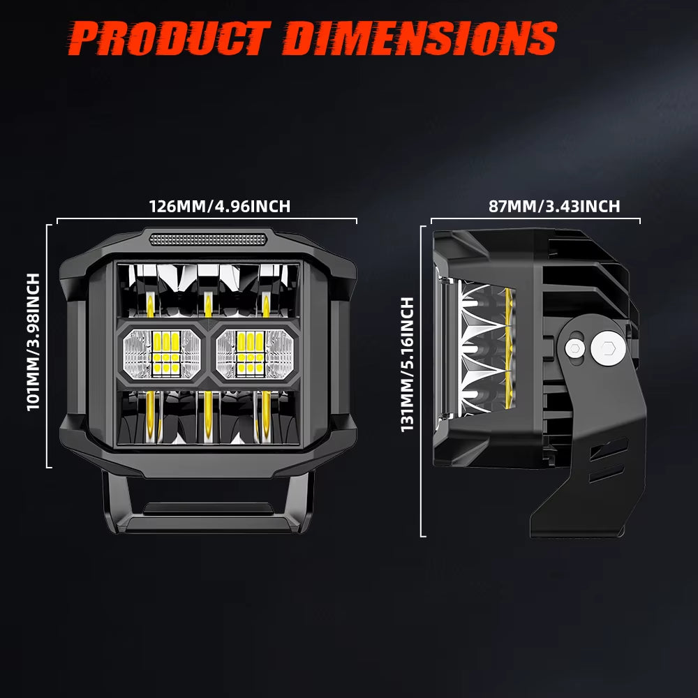 Super Bright 6500K Spot Driving Lights Offroad with Wire Harness, 5 Inch 75W Truck 4WD off Road Vehicle Led Work Light 24V