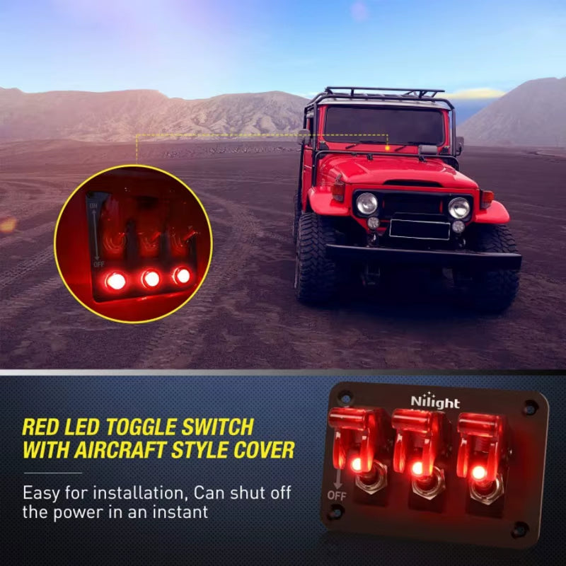 Red Cover Lighted Vehicle Waterproof ON-OFF Toggle Rocker Enging Start Racing Ignition Switch Panel