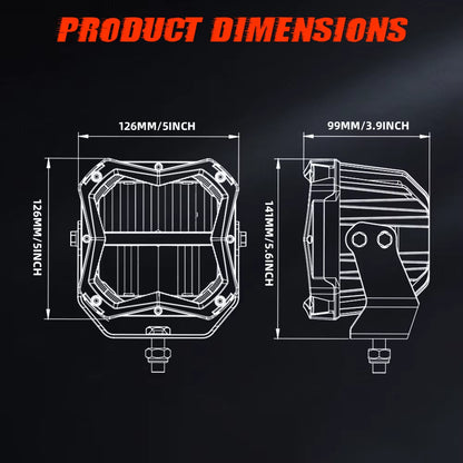 4X4 off Road 5 Inch 50W Auxiliary Led Pod Light Assembly Offroad LED Work Light In-Built Amber Backlighting