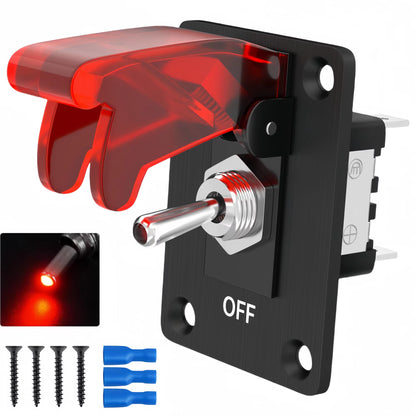 12V Heavy Duty Toggle Switch on off Waterproof Aircraft Cover Marine Boat Racing Car RV 3 Pin Illuminated Rocker Switch ASW-07D