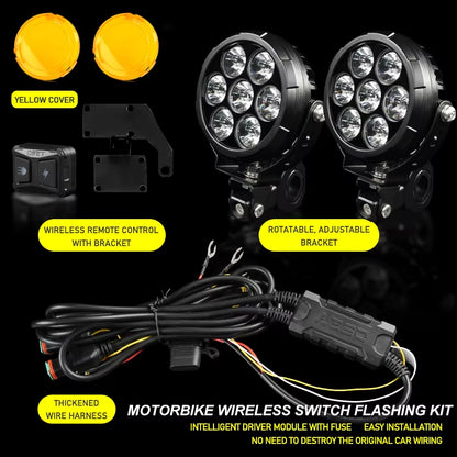 New 4.5'' 70W 7000LM round White LED Work Light Spot Motorcycle Driving Lamps with Amber DRL for Vehicle Motorbike