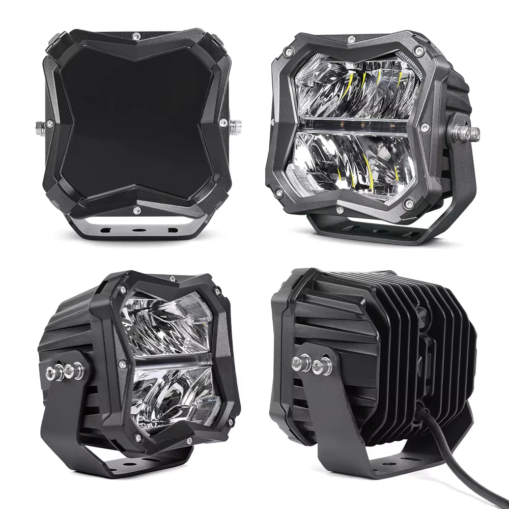 4X4 off Road 5 Inch 50W Auxiliary Led Pod Light Assembly Offroad LED Work Light In-Built Amber Backlighting